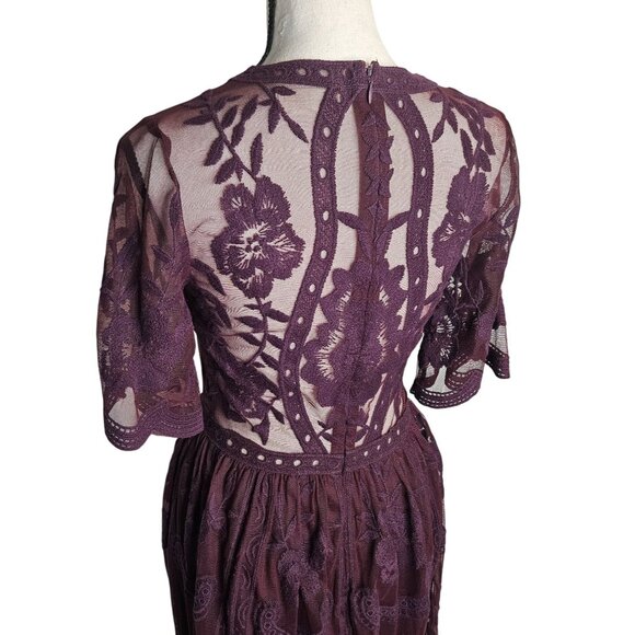 Lace Boho Maxi Dress Whimsigoth Fairy Holiday Christmas Burgundy Red Small - Picture 1 of 14